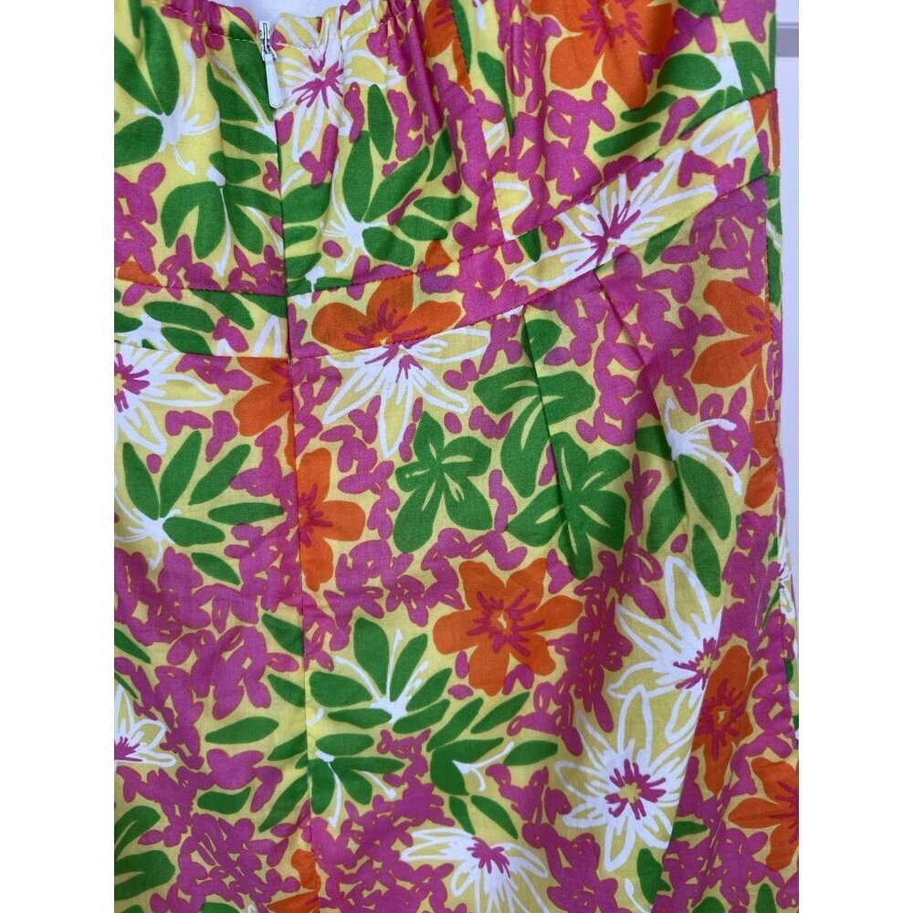Lilly Pulitzer Ruffle Halter Dress Floral Pink Green Orange Cotton Lined Size 0 - Picture 8 of 11